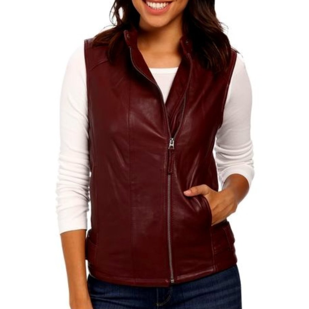 Lucky Brand Oxblood Genuine Lamb leather Vest